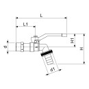 Schlösser Kugel-Auslaufhahn, leicht, DN15, 1/2", Hebelgriff rot, matt verchromt