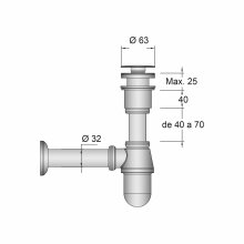 Salgar Siphon Messing, verchromt - nicht absperrbares Siebventil