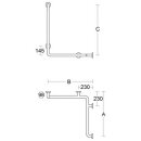 PBA Duschhandlauf 660mm mit Brausehalterstange Links E-Stahl poliert