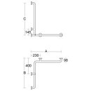 PBA Duschhandlauf 760mm mit Brausehalterstange Links...