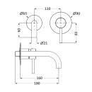 Herzbach DEEP Grey Waschtisch-Unterputzbatterie 160 mm