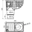 Universal-Regensinkkasten 300×155/125/110 mm Abgang senkrecht, Schwarz