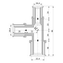 Wavin Tigris K5 T-Stück reduziert, 25mm x 20mm x 16mm