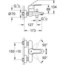 Grohe Wannen-Hebelmischer Eurostyle C Wandmontage verchromt