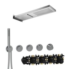 Herzbach MODUL7 PUSH Thermostat SET P-MU2 mit Wand-Regenbrause Multifunktion 2 und Stabhandbrause